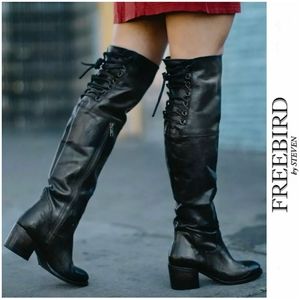 Gorgeous Freebird Distressed Leather OTK Boots